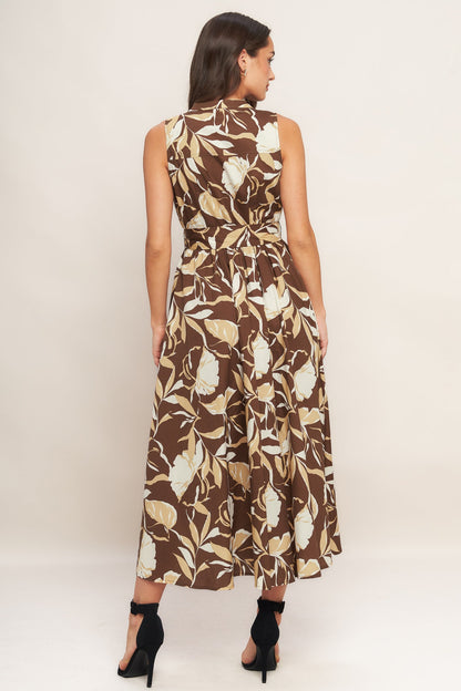ELEGANT BLOOM WOVEN MIDI DRESS