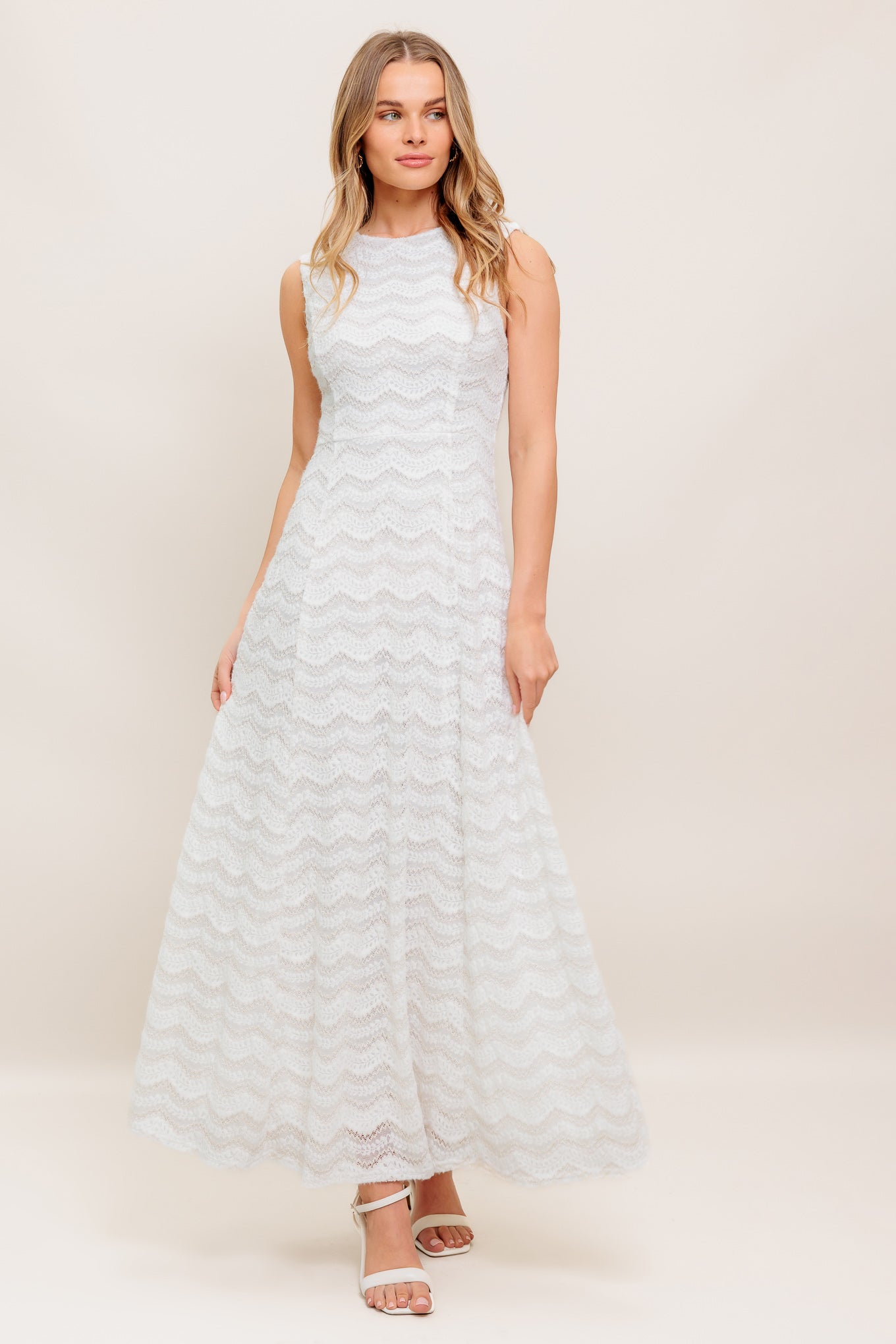 HEARTFELT CREAM WOVEN LACE ANKLE DRESS