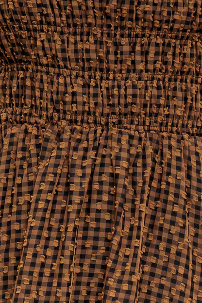 CHECKED DAYDREAM WOVEN MIDI DRESS