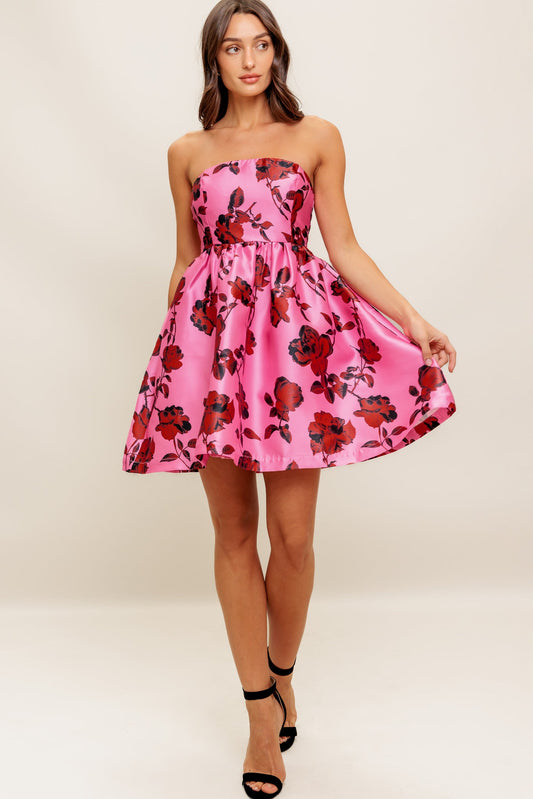 STRAPLESS SEDUCTION WOVEN MINI DRESS