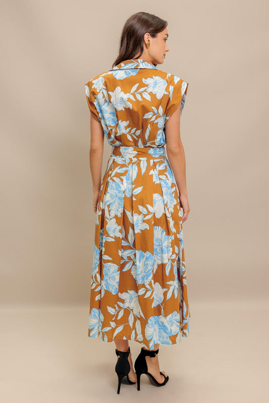 ISLAND FLARE WOVEN MIDI DRESS