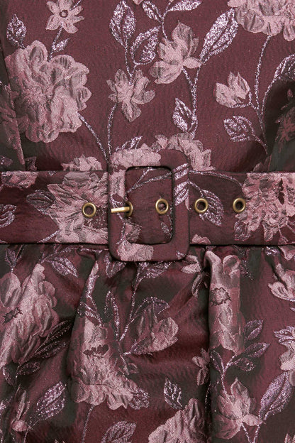 AUBERGINE CHIC JACQUARD WOVEN MIDI DRESS