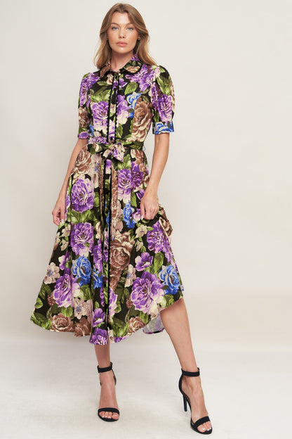 VIVID HERITAGE WOVEN MIDI DRESS