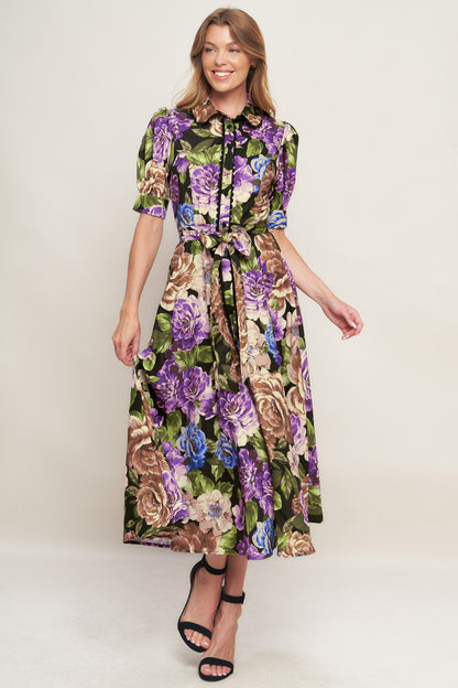 VIVID HERITAGE WOVEN MIDI DRESS