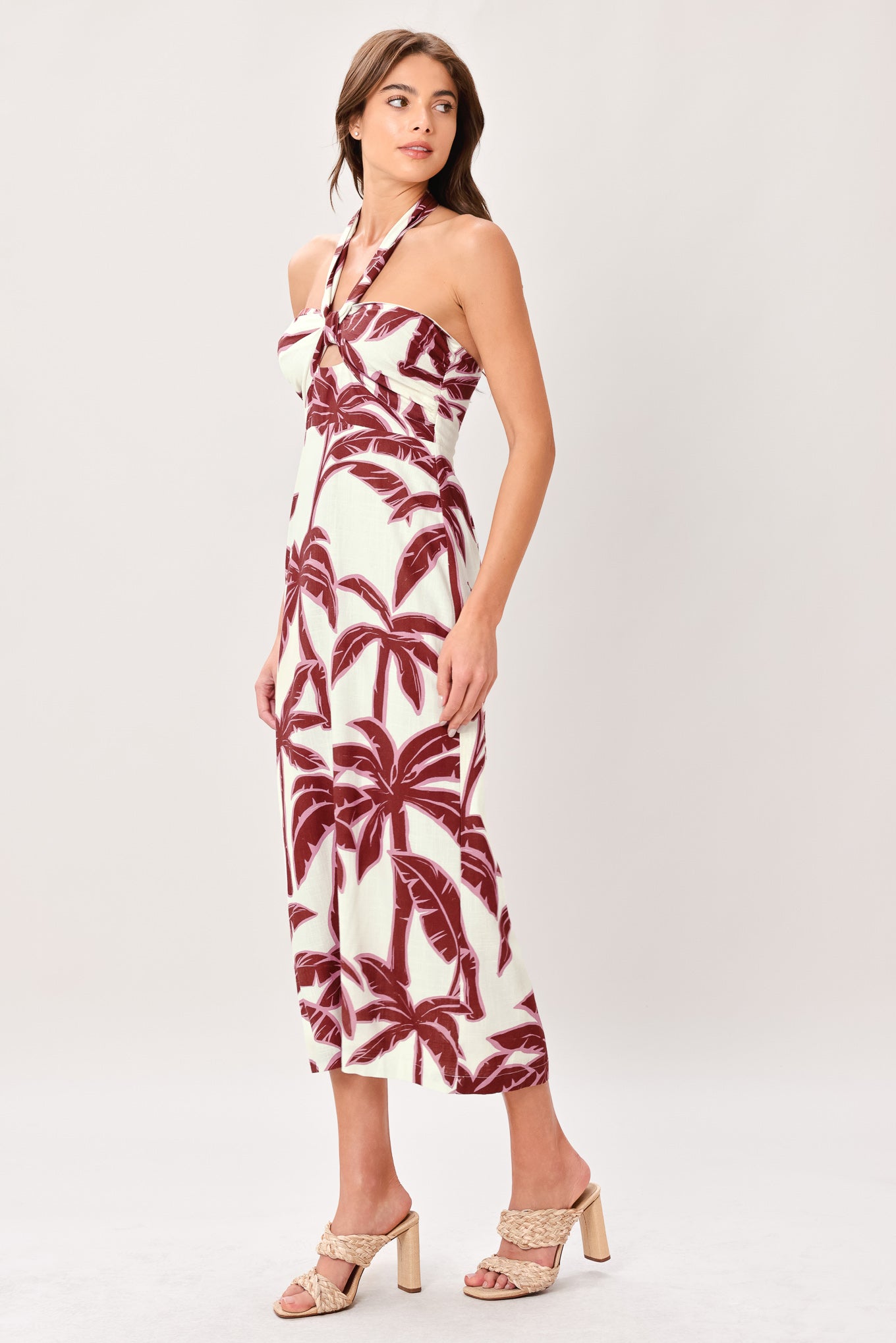 PALM SIREN WOVEN MIDI DRESS