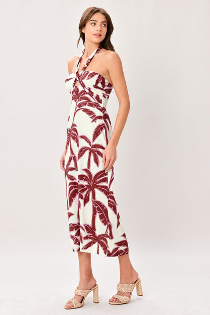 PALM SIREN WOVEN MIDI DRESS