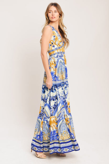 AZURE PALAZZO WOVEN MAXI DRESS