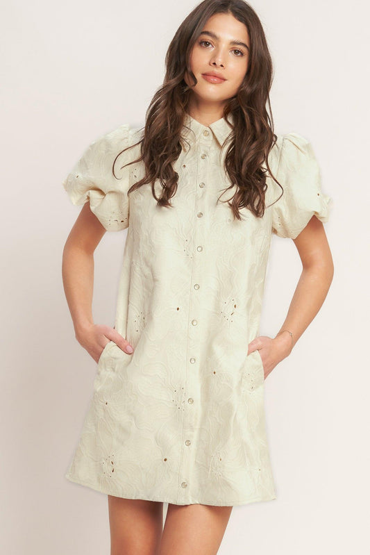 BREATHABLE WEAVE WOVEN MINI DRESS