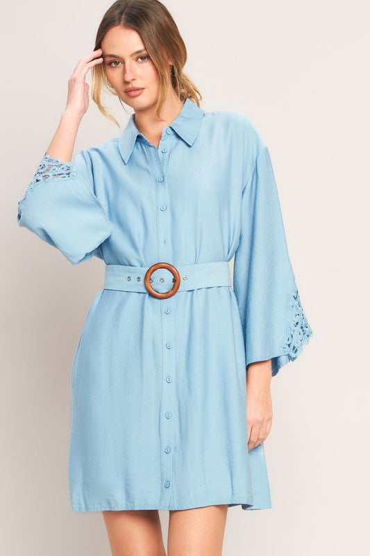 AZURE COAST WOVEN MINI DRESS
