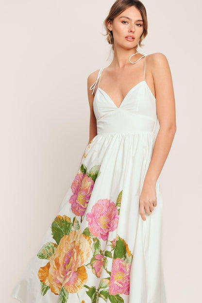 POETIC BLOOM WOVEN MIDI DRESS