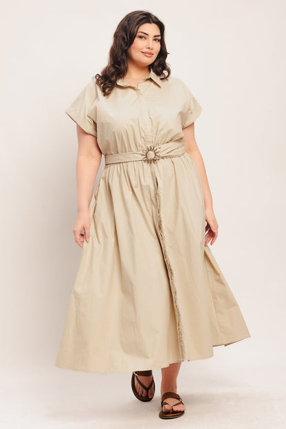 BARE ELEGANCE WOVEN MIDI DRESS