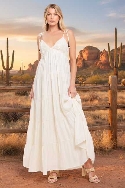 AZURE REVERIE WOVEN MAXI DRESS