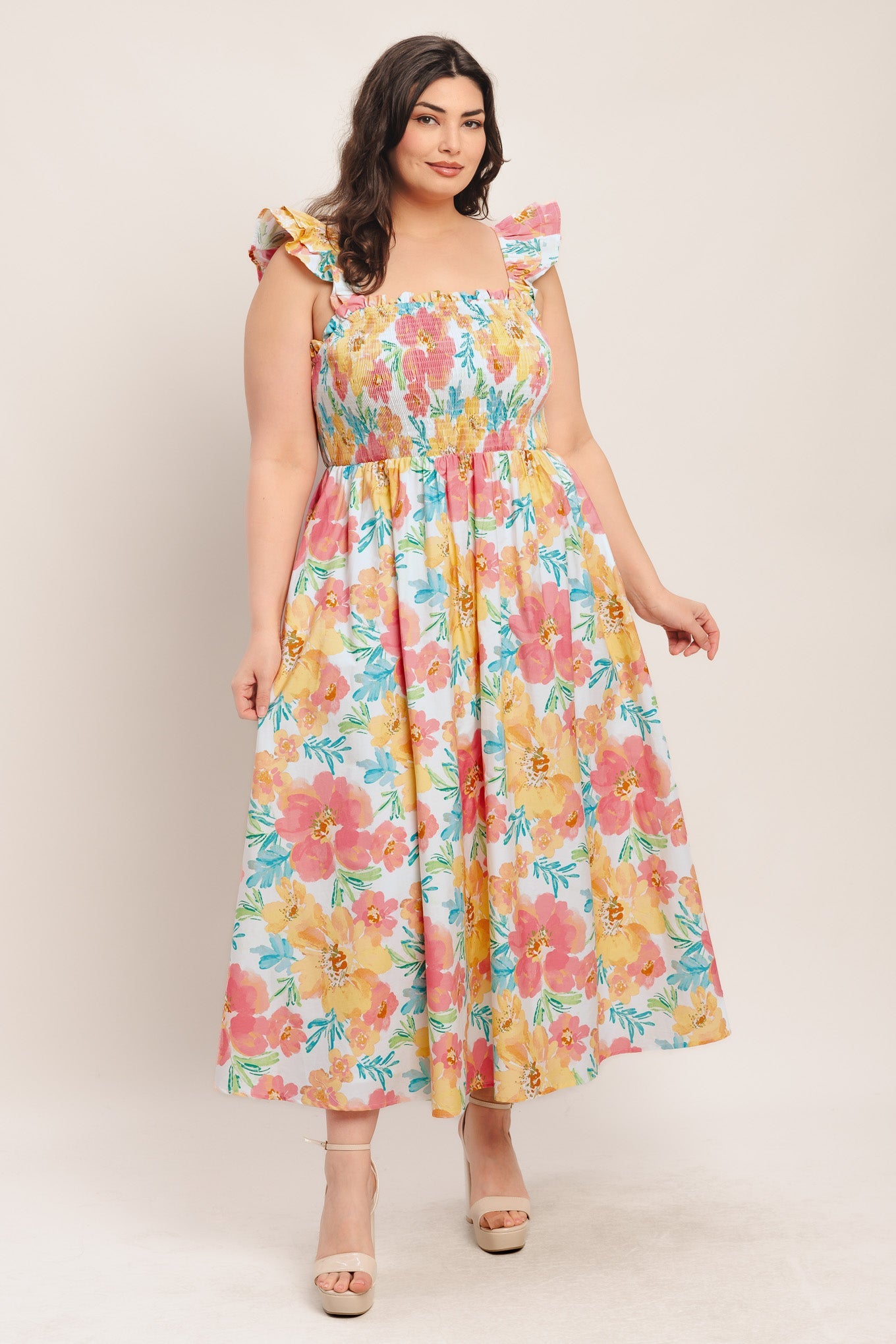 SOFT SUNSHINE WOVEN MIDI DRESS