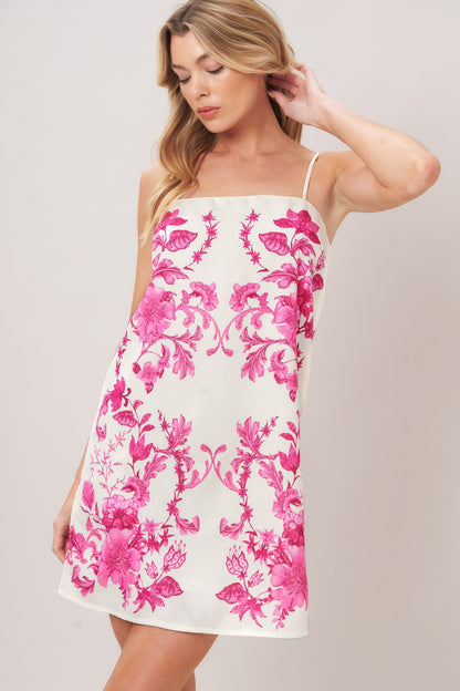 CHIC BLOSSOM WOVEN MINI DRESS