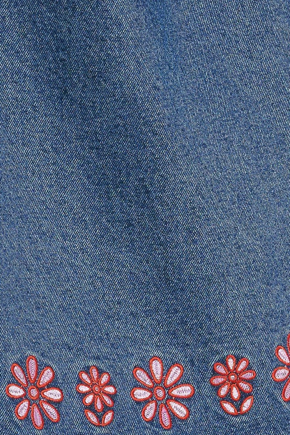 ARTISAN-INSPIRED DENIM MINI SHIFT DRESS
