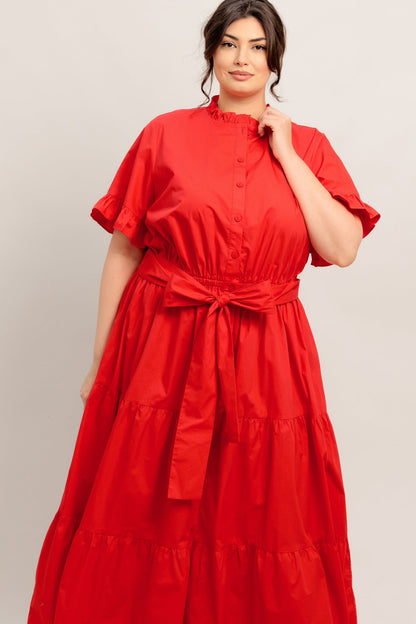 FEELS LIKE A COMPLIMENT WOVEN MIDI DRESS
