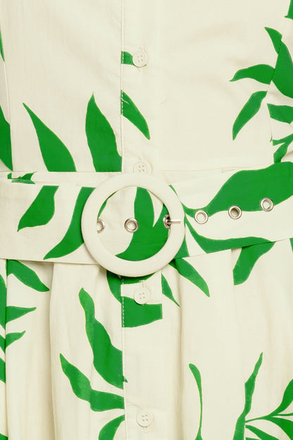 GREEN DAYDREAM WOVEN MIDI DRESS