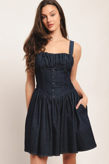 MODERN INDIGO DENIM MINI DRESS