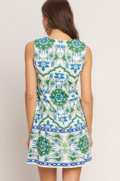 EURO BLUE WOVEN MINI DRESS