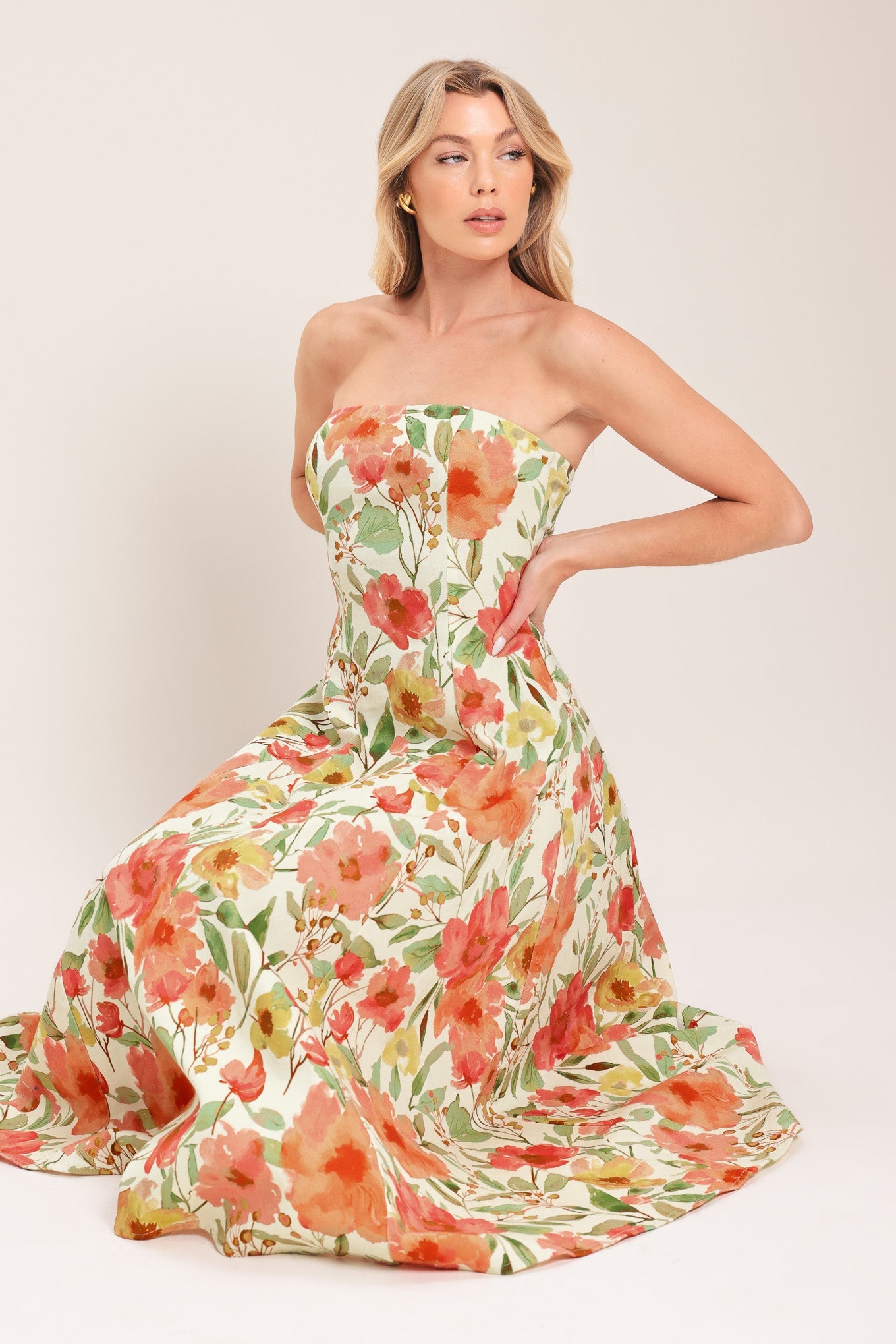 FLORAL DAYDREAM WOVEN MIDI DRESS