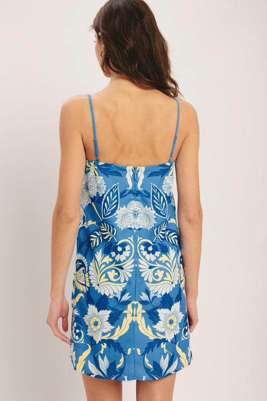 SANTORINI SKY WOVEN MINI SHIFT DRESS