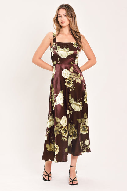 WINE GARDEN LULLABY WOVEN MIDI DRESS