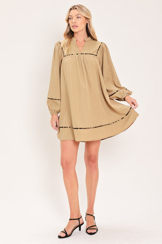 NATURAL LINEN MELODY WOVEN MINI DRESS