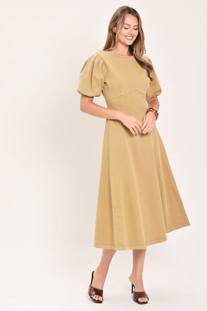OCHRE COTTAGE POISE WOVEN MIDI DRESS