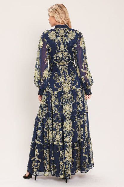 ROYAL HERITAGE BLOOM WOVEN MAXI DRESS