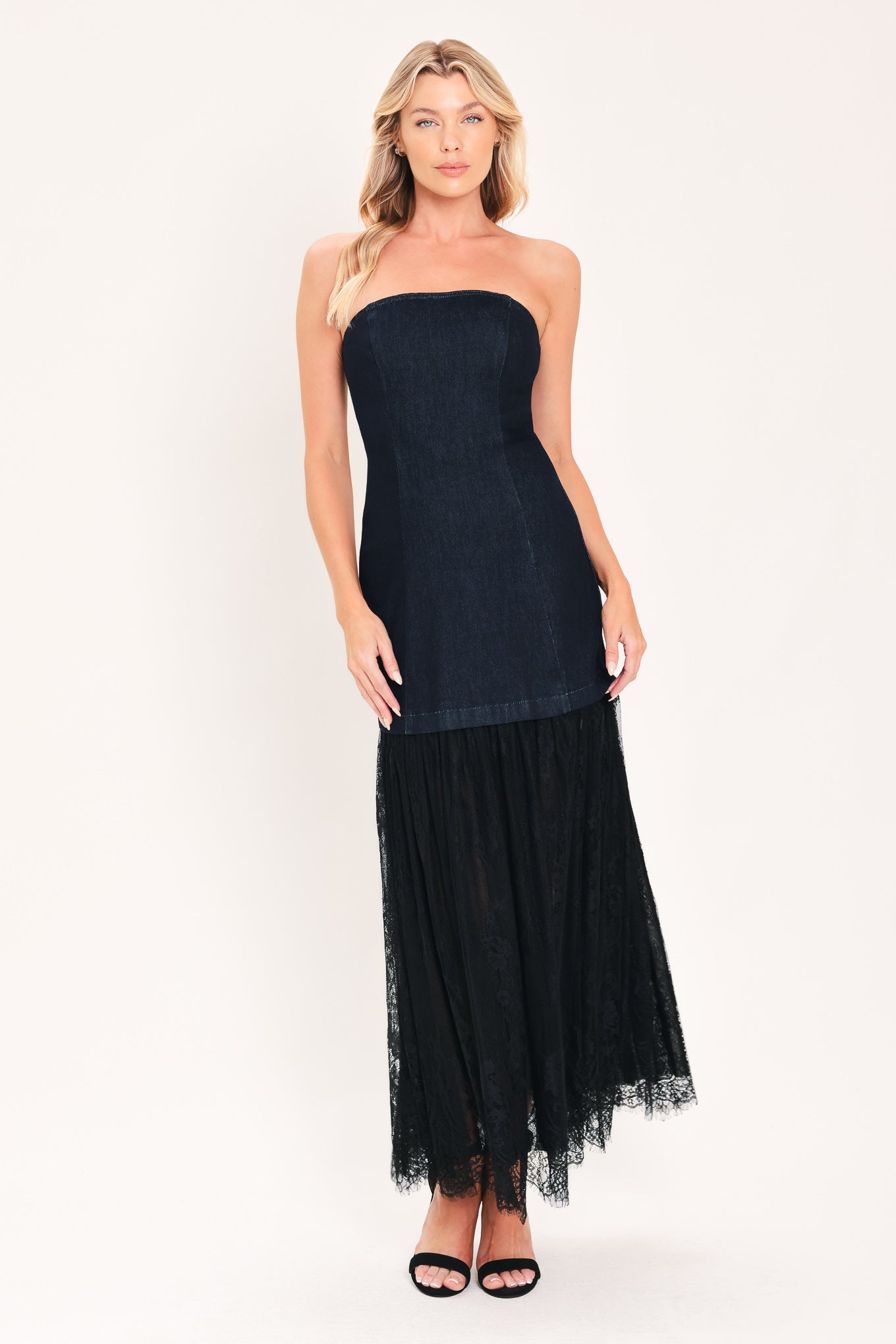 MIDNIGHT COLUMN MUSE DENIM TUBE DRESS