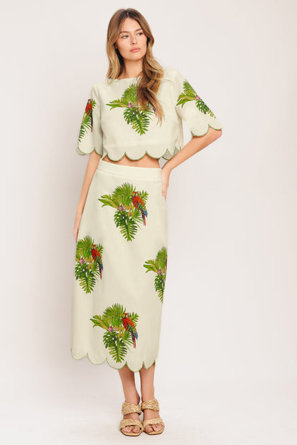 ISLAND ELEGANCE WOVEN MIDI SKIRT
