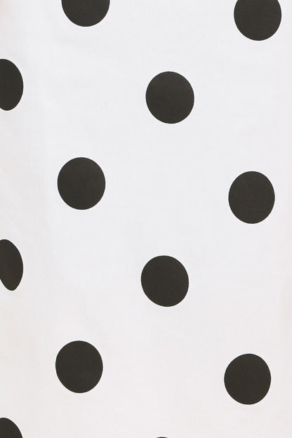 RETRO POLKA DOT WOVEN MIDI PENCIL SKIRT