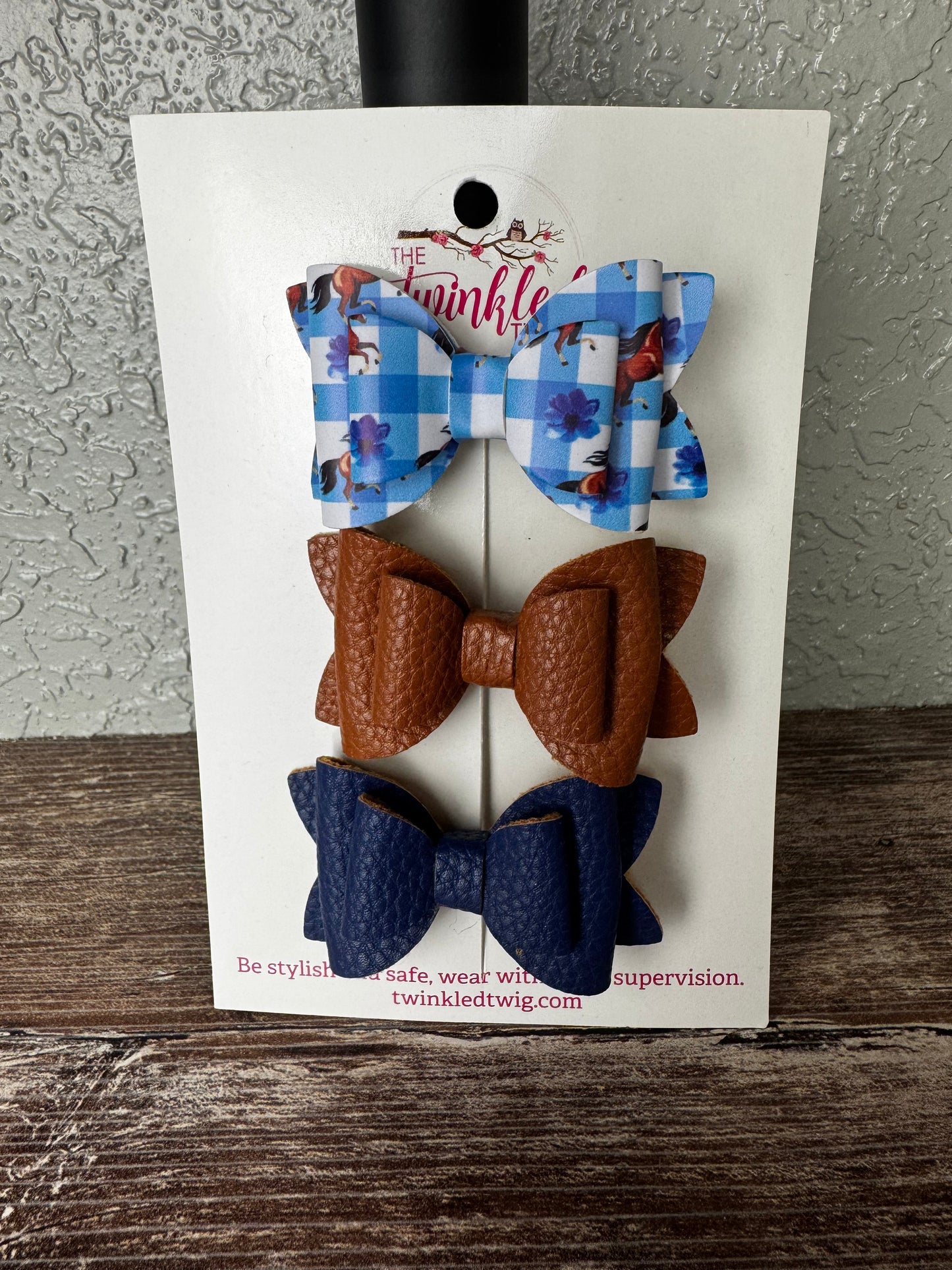 Handmade Hair Bow Set -  Horse Girl Clips