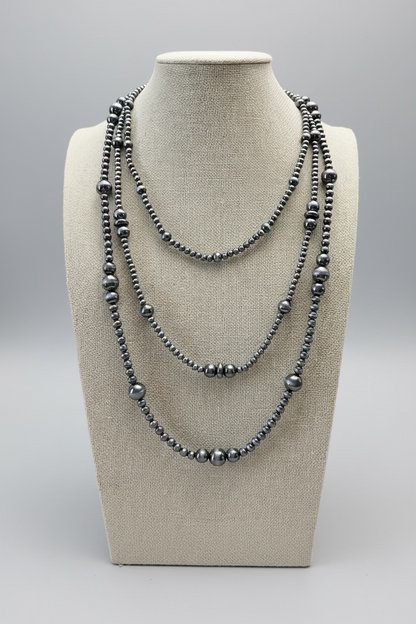 Western Three-Row Faux Sterling Pearl Layered Necklace Set — Graduated Single-Clasp Look