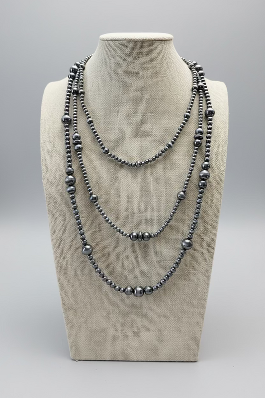Western Three-Row Faux Sterling Pearl Layered Necklace Set — Graduated Single-Clasp Look