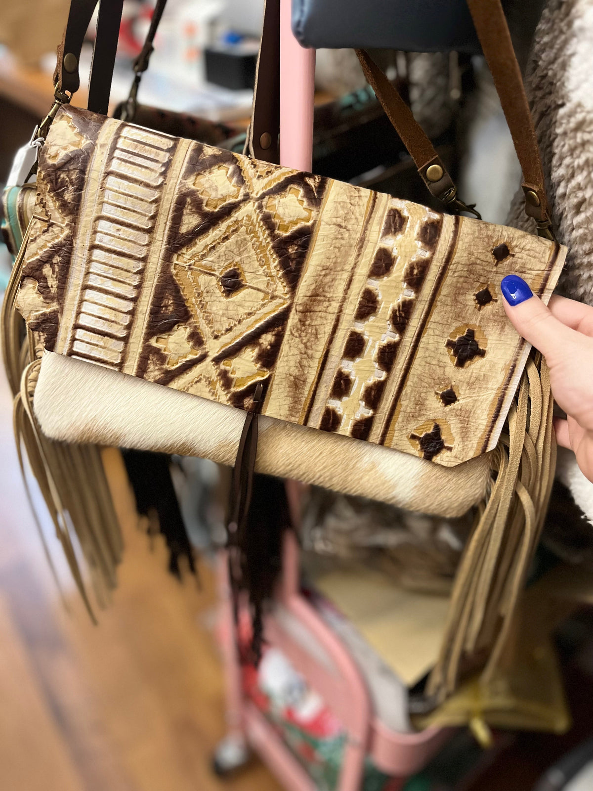 Hair on Hide Handbag w/ Sienna Navajo Flap