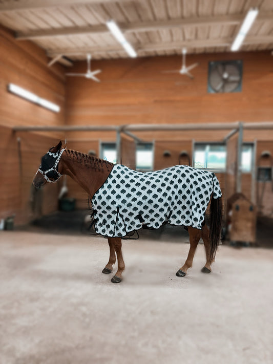 Smokin Spades Mesh Fly Sheet w/ Removable Neck Cover