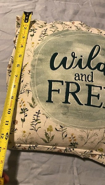 Wild and Free Floral Accent Pillow - Rustic Bohemian Home Decor