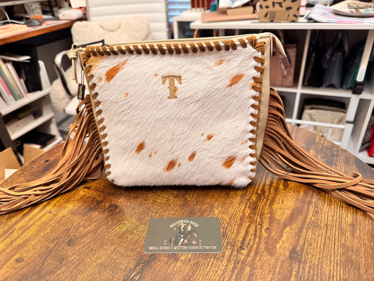 Trinity Ranch Cowhide Fringe Crossbody Bag
