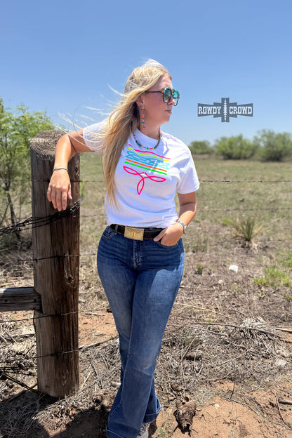 DS WHITE- Neon Boot Stitch Tee
