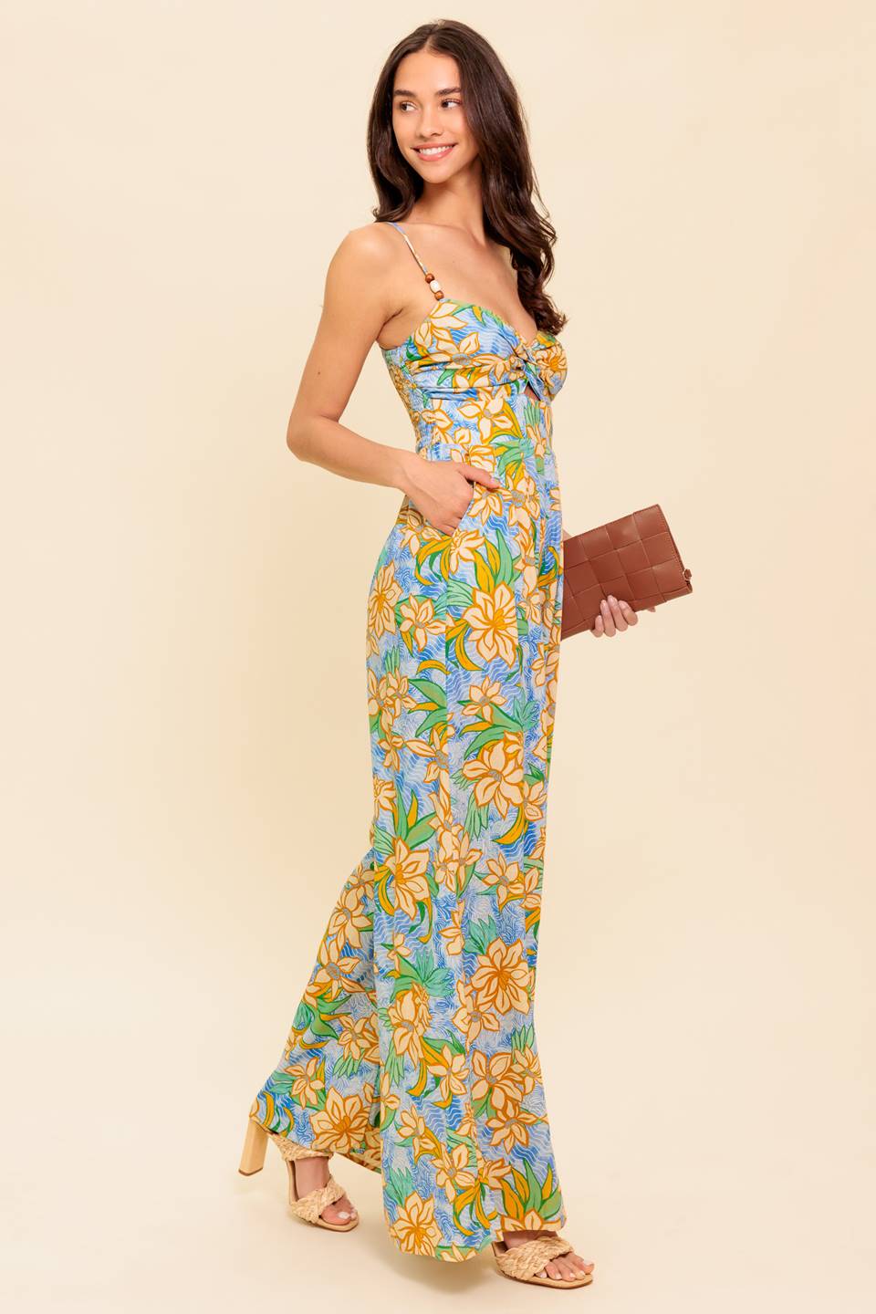 BY CHANCE BLUE WOVEN JUMPSUIT