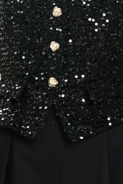 NIGHTFALL GLAM BLACK SEQUIN WIDE-LEG JUMPSUIT