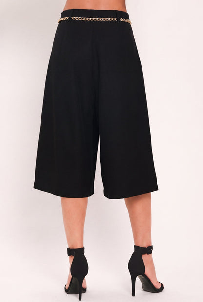 NIGHT OUT CHAIN BELTED CULOTTE PANTS