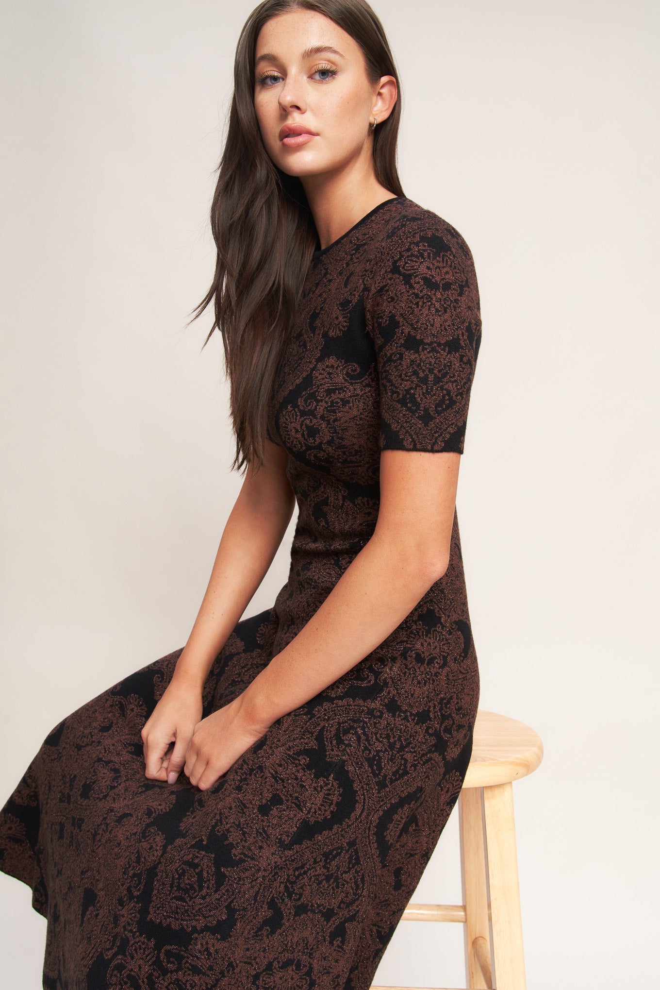GOTHIC MUSE JACQUARD SWEATER MIDI DRESS