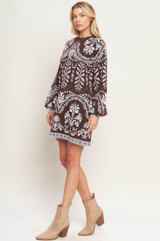 TERRA TAPESTRY SWEATER KNIT MINI DRESS