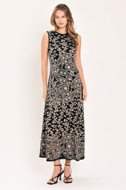 HAZEL PAISLEY EMBRACE JACQUARD SWEATER MIDI DRESS