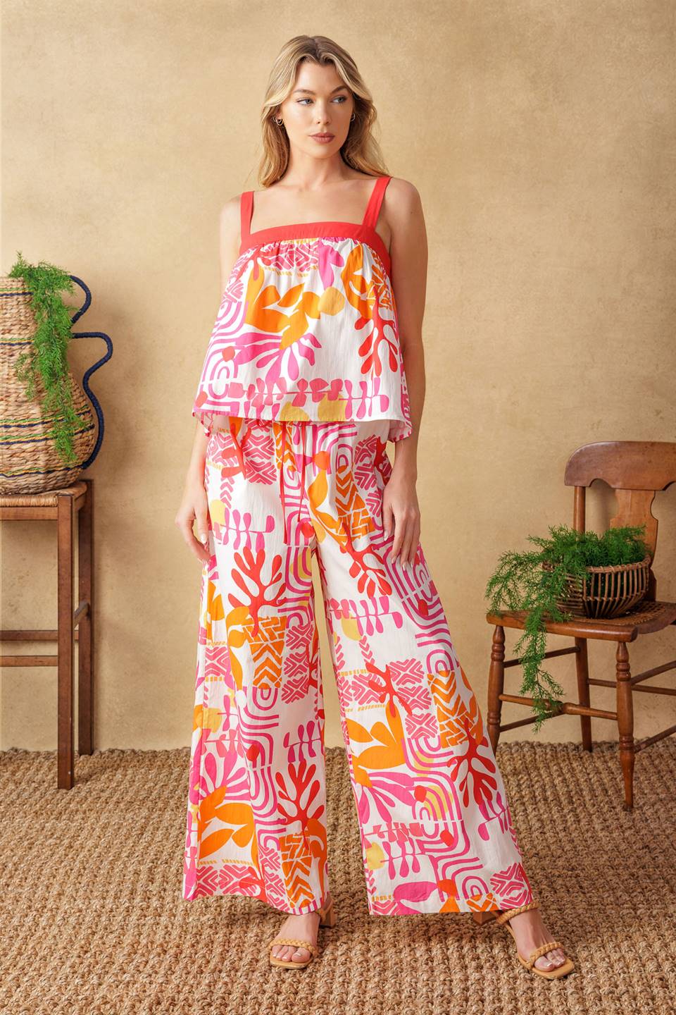 OVER YOU AGAIN WOVEN TOP AND PANT SET