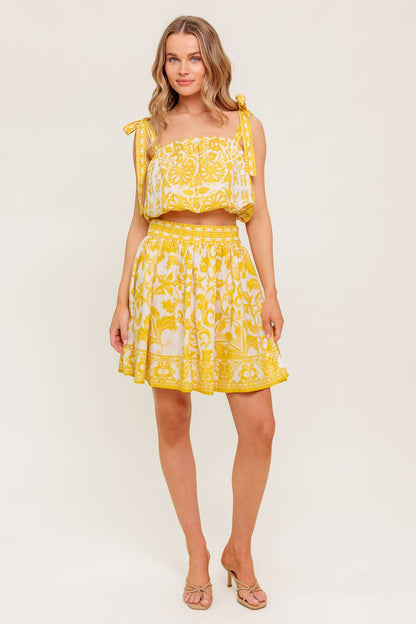 TWIG LIGHT NOIR WOVEN TOP AND SKIRT SET