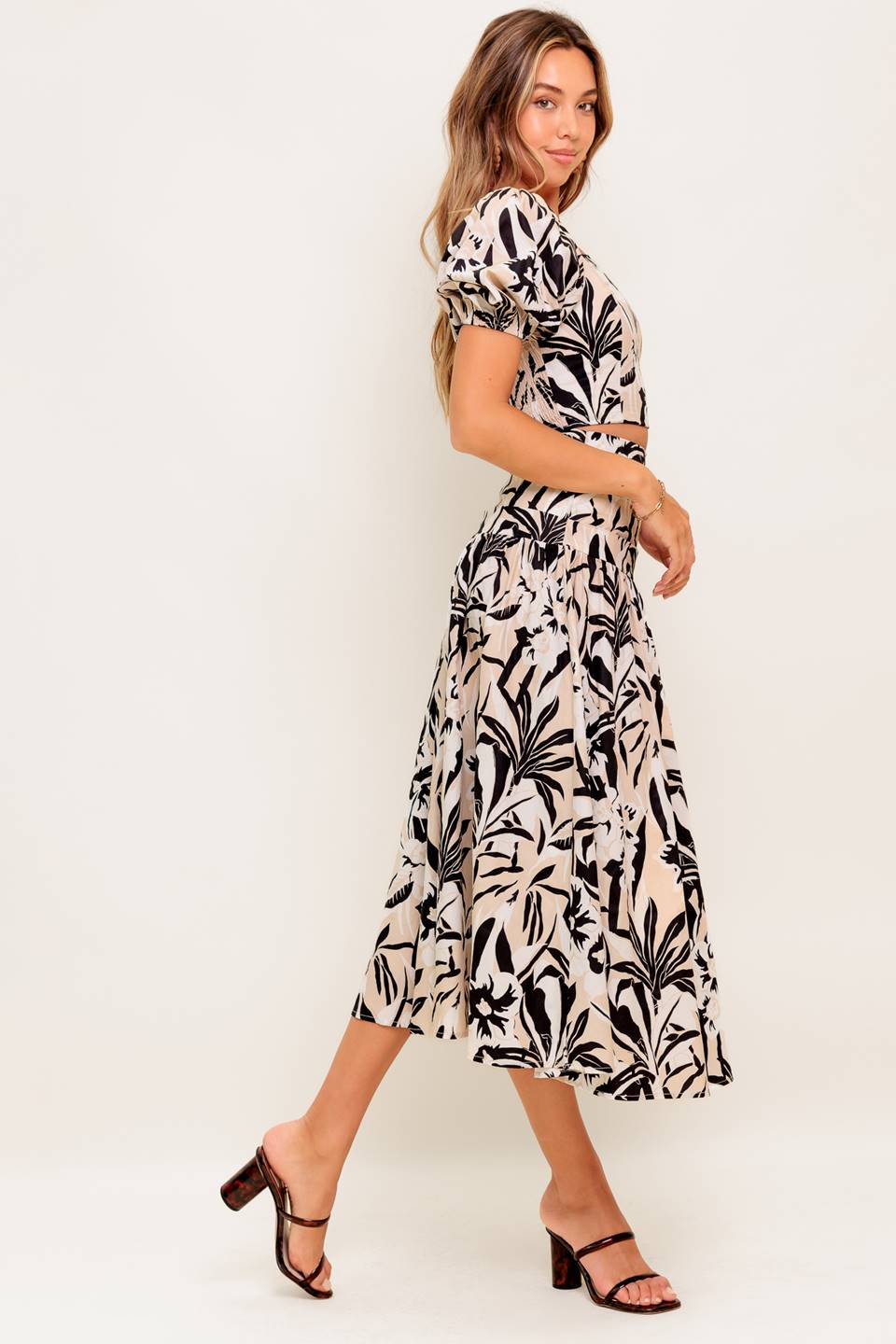 NEUTRAL ZONE WOVEN TOP AND SKIRT SET