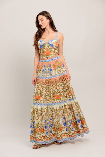 SWEET MEADOW MEMORIES WOVEN TOP AND SKIRT SET